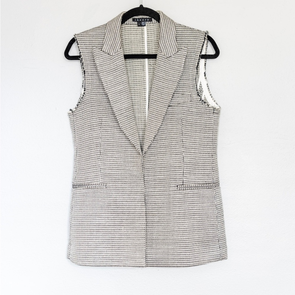Theory Guided Eldora woven tweed vest with raw edges sz 8